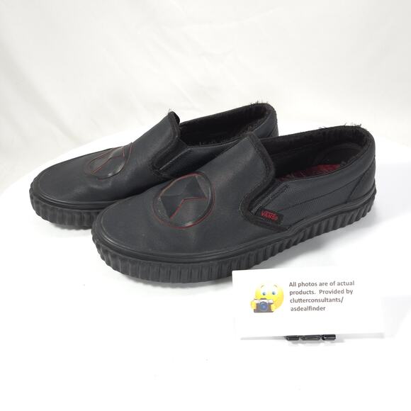 Vans Off the Wall Marvel Black Widow Shoe Womens Size 7 Mens 5.5 721356 Black - Picture 1 of 9